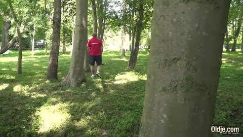 Emejota in red shirt walking in woods - Wet and Playful Episode 935