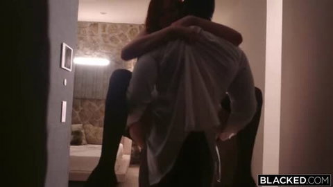 Maitland Ward lifted in standing sex scene from Blacked