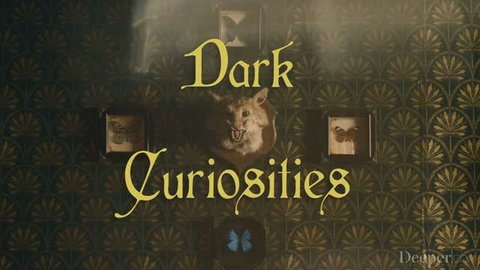 Chanel Camryn Deeper adult video thumbnail with butterfly taxidermy and Dark Curiosities title