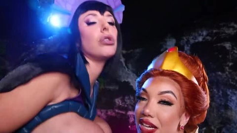 Angela White and Little Puck in costume parody scene from Masturbators of the Universe