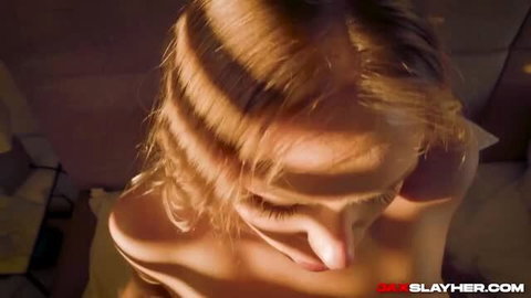 Angelika Grays blonde close-up face with cumshot