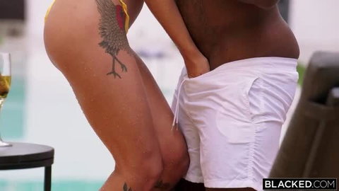 Gabbie Carter interracial couple at poolside in Pretty Little Liar Blacked scene
