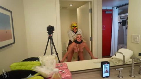Trixi Brooks nude hotel fuck with masked partner on bathroom counter
