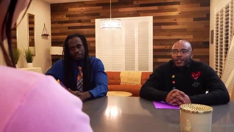 Interracial couple confronts woman in office scene