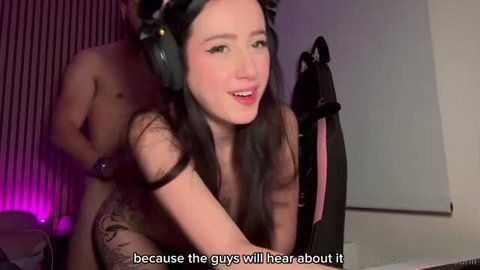 Gamer girl on chair getting fucked from behind while streaming