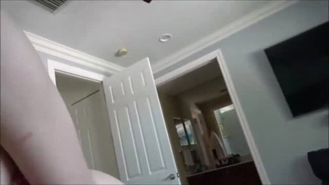 Molly Little in doorway POV bedroom scene