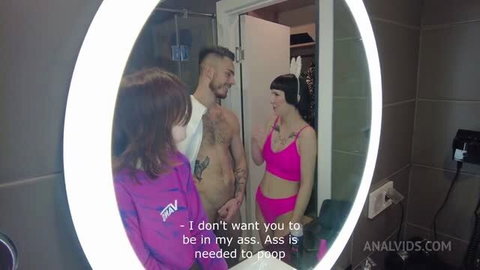 Little Nat in pink lingerie with bunny ears in anal scene