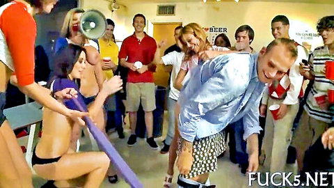 Wild orgy party with saucy girls in lingerie surrounded by excited guys