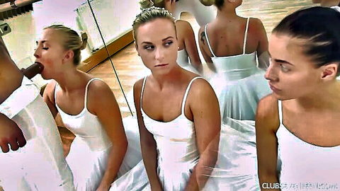 Blonde ballerinas Vinna Reed & Cayla Lyons in explicit oral group scene