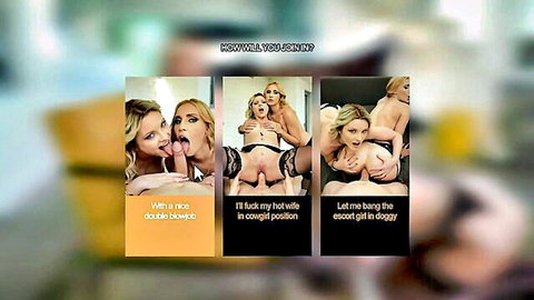 POV threesome with skinny Zazie Skymm, wife and hot escort in cowgirl and doggy positions