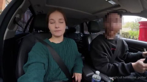 Hermione Potter in car with male driver, casual amateur video thumbnail