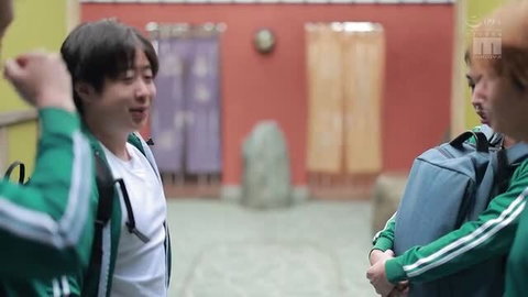 Gojo Ren in Japanese school uniform, surprised expression during confrontation