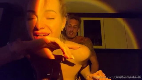 Little Dragon riding Chris Diamond on kitchen counter