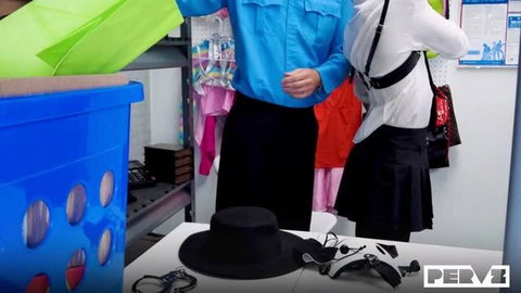 Hannah Quinn busty teen caught stealing in uniform LP shoplifting scene