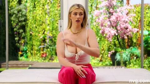 Matti Mars blonde with natural DD tits in pink outfit cumming