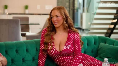 Alanna Pow in red polka dot dress with Lena the Plug on PlugTalk
