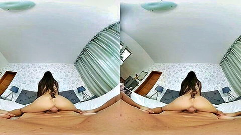 Brunette babe bent over in POV, exposing ass and pussy for doggy