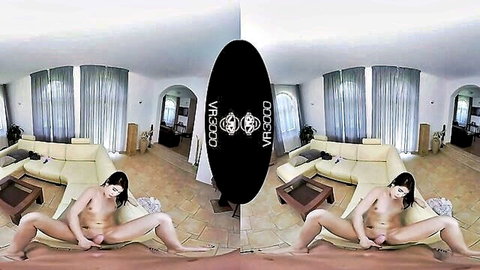 Lady Dee nude solo VR masturbation, legs spread wide fingering pussy
