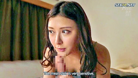 Aunt Mitsumi sensually handles nephew's sensitive cock in erotic JAV scene
