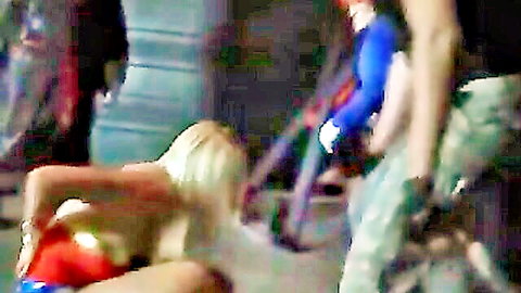 Gigi Allens blonde bombshell in red costume bent over for demonic gangbang