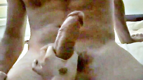 Wife's hand on friend's big white dick, impressed closeup
