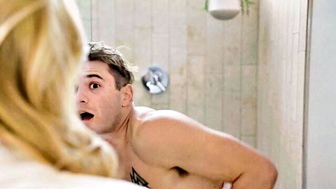 Cory Chase blonde MILF peeks at young stepson in shower
