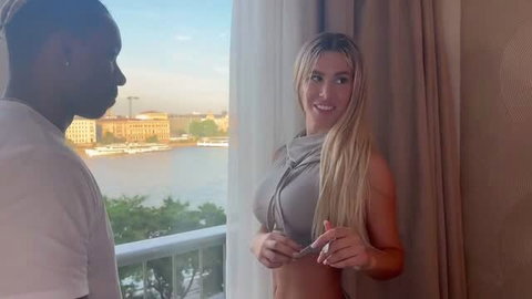 Ema Karter blonde in revealing outfit caught cheating by BBC boyfriend