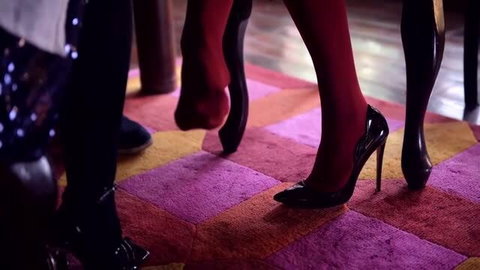 Penny Barber and Laney Grey in lingerie and stockings foot fetish scene