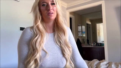 Blonde British step sister Sophia Isabella in grey top