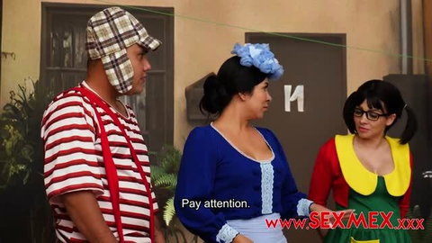 Horny Barrio Micaspengler SEXMEX threesome with two busty Latinas in costume