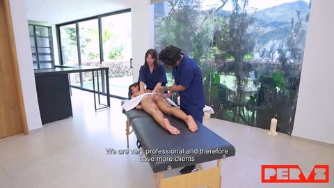 Yenni Leon gets slippery oil massage turning into fuck session on massage table