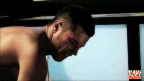Gabriela Glazer sweaty shirtless male model in intense closeup
