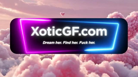 XoticGF.com neon ad with pink clouds and heart