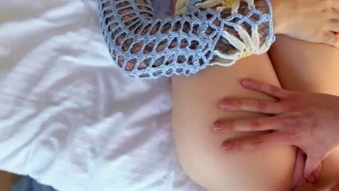 Massaging petite stepsister's ass before creampie sex