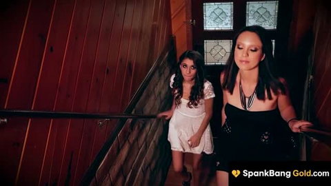 Stepsisters Jade Nile and Rebel Lynn share sugar daddy's massive cock
