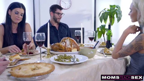 India Summer in family dinner porn scene with Emma Hix and male performer