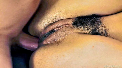 Aaliyah Hadid close-up anal penetration in blowbang gangbang scene