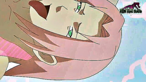 Anime hentai of Sakura Haruno moaning with tongue out in ecstasy
