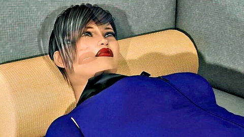 Bound Asian woman in blue uniform gagged in fetish asylum bondage scene
