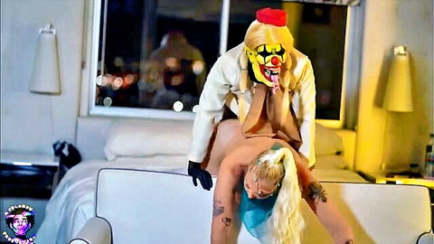 Alexis Andrews nude in doggy style with clown costumed partner