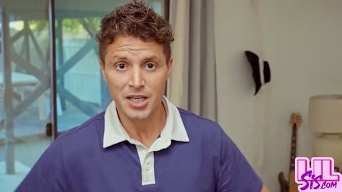 Jay Romero surprised expression in blue polo, Nubiles Porn scene