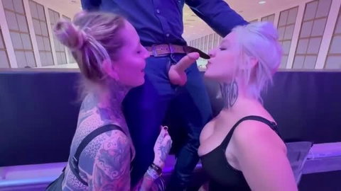 Lisa Rocketcock and Valery Venom sharing cock in amateur threesome