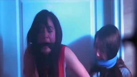 Amateur teens bound with tape and cloth gags in bondage