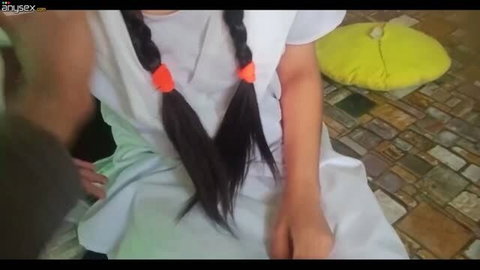 Indian schoolgirl with pigtails in uniform getting fucked
