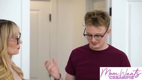 Jessica Ryan in glasses with young man in Mom Wants Creampie scene