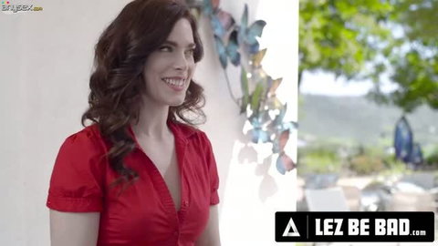 Nicole Vaunt in red dress at Lez Be Bad outdoor lesbian scene