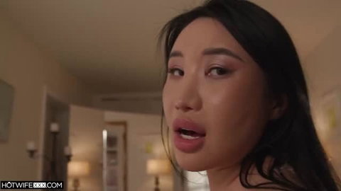 Suki Sin closeup with open mouth, Asian MILF adult scene