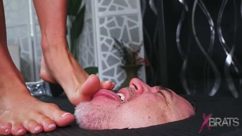 Bree Brooks foot worship under desk domination scene