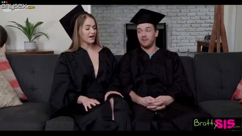 Kenzie Madison in graduation gown with stepbrother, Bratty Sis scene