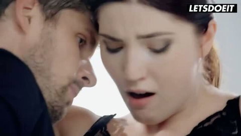 Mia Evans in black lace lingerie with Kristof Cale in emotional passionate scene